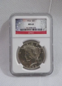 1922 NGC MS62 Graded Silver Peace Dollar - Bild 1 von 2