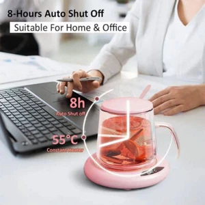 Electric Coffee Tea Milk Mug Cup Warmer Heater Mat Pad Auto Shut Off Office Home - Picture 1 of 10