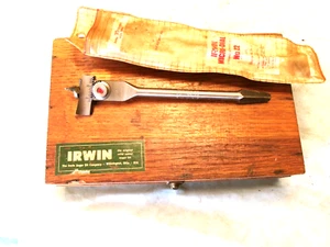 BEAUTIFUL IRWIN 13 PIECE AUGER BIT SET IN ORIGINAL WOOD BOX +IRWIN EXP. BIT NO22 - Picture 1 of 4