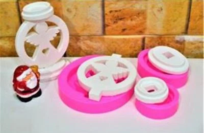 Moule Silicone Bougeoir Ange déco coeur ou étoile pour Plâtre Argile Résine Cire - Photo 1/4