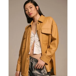 NWT Anthropologie Maeve Women’s Faux Leather Shirt Jacket Brown Size Small NEW - Picture 1 of 9