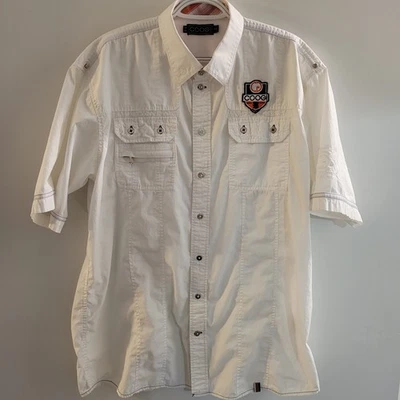Coogi Short Sleeve Button Up Shirt Men's Size XXL White Embroidered - Image 1 of 4