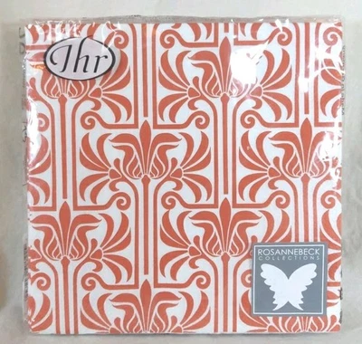 Servilletas de almuerzo de papel IHR, naranja rojizo y blanco de 3 capas "Lilly Sienna Sage" 20 quilates Foto 1 de 4