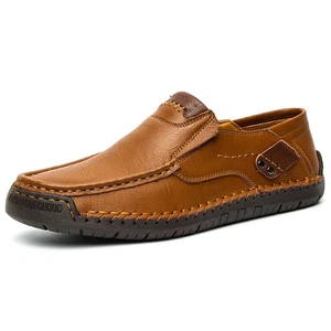 Men Casual Shoes Comfortable Loafers Slip On Leather Shoes Outdoor Walking Shoes - Picture 1 of 18