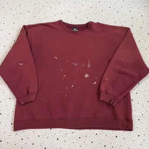 Vintage 2000s Cheetah Sweatshirt Herren XL Rot Sweatshirt Distressed Paint Splat - Bild 1 von 9