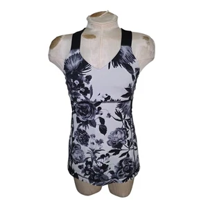Canotta donna LULULEMON push ur limits fioritura viva nero bianco 8 - Foto 1 di 4
