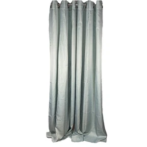 Blue Woven Polyester Unlined Curtain Panels Ring Rod Pocket 40 x 84 in Lot Of 2 - Picture 1 of 5