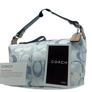 COACH handbag accessory pouch signature light blue Used item For Woman Japan - Picture 1 of 12