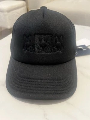 Psycho Bunny Men's Black Damon Trucker Cap NWT $ 48 - Image 1 of 4