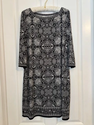 Max Studio - Women’s Black & Cream 3/4 Sleeve Dress.  Sz XL. Gently Worn - Image 1 of 4