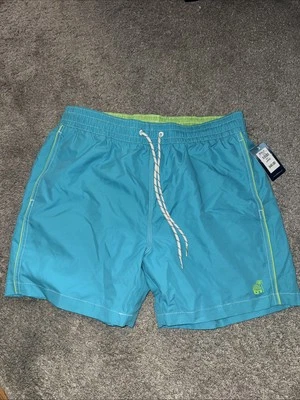 Baúl de baño Caribbean Joe para hombre Lg azul verdoso verde malla acct forrado cordón nuevo con etiquetas Foto 1 de 4