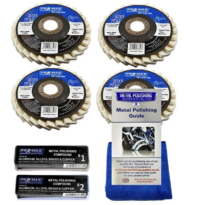 PRO-MAX PROFESSIONAL QUALITY TOOLS Angle Grinder Aluminium Brass Copper Metal Polishing Kit 7pc Felt Flap Pro-Max