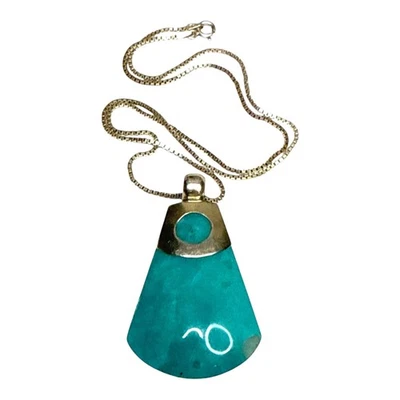 Amazonite Pendant 925 Sterling Silver Italy Box Chain Necklace - Image 1 of 4