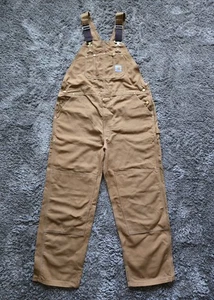 Carhartt 44×32 Mens Duck Bib Overalls R01-BRN Quilted Work Outdoor - Picture 1 of 24