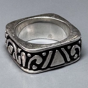 Vintage Sterlingsilber Geometrie Quadrat Bandring 9 mm Größe 7 Überlagerung 12 g - Bild 1 von 6