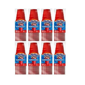 Hefty Party On Red Disposable Plastic Cups 25 Count 18 Ounce For Gatherings - Picture 1 of 5