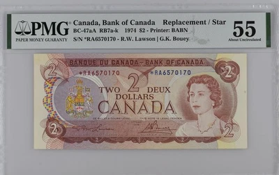 Canada Replacement 1974 2 Dollars BC-47aA Lawson-Bouey *RA6570170 - PMG AU 55 - Image 1 of 2