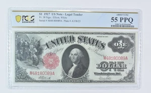 1917 $1 Legal Tender Fr#38 Large Note About Unc 55 PPQ PCGS *9528 - Picture 1 of 3