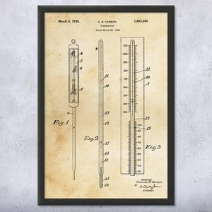 Thermometer Patent Wall Art Poster, Canvas or Framed Science Teacher - Picture 1 of 15