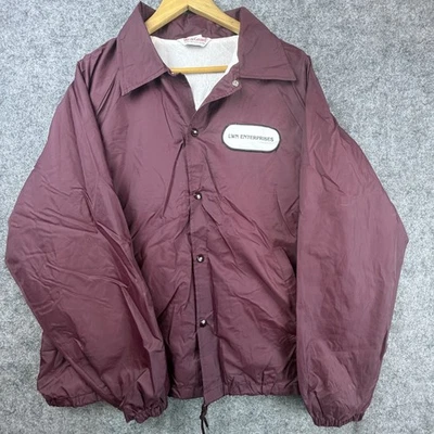 VTG WearGuard Coach Jacket XL Burgundy Logo LWN Enterprises Snap Y2K 90s Station - Image 1 of 4