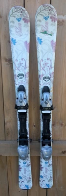 Grandes esquís de nieve alpinos ELAN medidas 43" largo 110 cm acabado BLANCO Foto 1 de 4