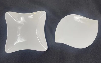 Juego de 2 platos de aperitivo/postre de caja y barril blancos ondulados de 6 pulgadas Foto 1 de 4