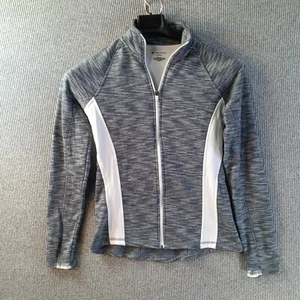 TEK Gear Sweater Women S Gray White Color Block Sweatshirt Full Zip Long Sleeve - Picture 1 of 12