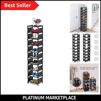 10 Tier Shoe Rack Metal Narrow Shoe Rack For 10 Pairs Tall Shoe Rack Space Sa... - Image 1 of 4