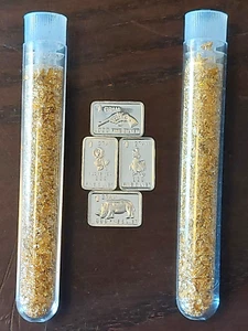 (4X) PURE 0,999 FEINSILBERBARREN NACHLASS SET + 2 GROSSE DURCHSTECHFLASCHEN MIT BLATTGOLDFLOCKEN - Bild 1 von 12
