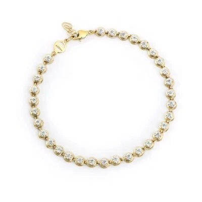Pulseira designer ouro amarelo 18K sobre prata esterlina diamante 0,23 CTW 7,5 polegadas - Imagem 1 de 3