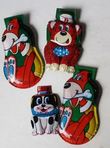 Dog Tin Toy Lithographed Colorful Clicker Noise Maker Lot of 4 Dogs Vintage Toys - Picture 1 of 1