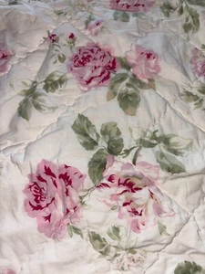 Simply Shabby Chic Ruffled Pillow Sham Pink Cabbage Roses 18 x 26 - Picture 1 of 4