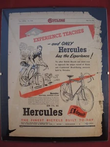 HURCULES VINTAGE FAHRRAD GERAHMTE WERBUNG - 28. Juni 1956 RADSPORT MAGAZIN - Bild 1 von 8