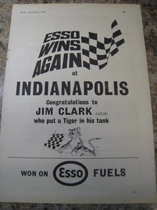 ESSO WINS AGAIN JIM CLARK PUT A TIGER IN HIS TANK ESSO FU 1965 ADVERT A4 FILE 37 - Picture 1 of 1
