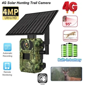 Solar Cellular Trail Camera 1440P 4G LTE Game Camera Hunting Camera 128G TF Card - Picture 1 of 16