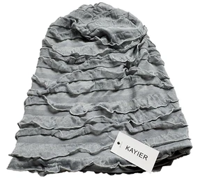 NWT KAYIER Women Hat Beanie One Size Ruffle Gray Chemo Cap Baggy Casual 2-17 - Picture 1 of 4