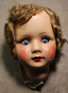 ANTIQUE! MYSTERY PAPER MACHE PAPIER MACHE FRENCH? DOLL HEAD BLUE EYES - Picture 1 of 13