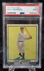 1941 Play Ball Hank Greenberg, #18, PSA Good 2, Detroit Tigers HOF, R336