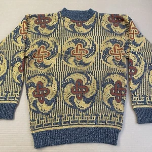 VINTAGE Gitano Grandpa Knit Sweater Adult Medium Geometric Ugly 90s Y2K Mens - Picture 1 of 9