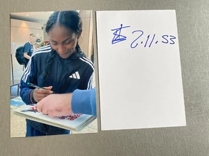 TIGIST ASSEFA world record in-person autograph 4x6 index card proof - Picture 1 of 1