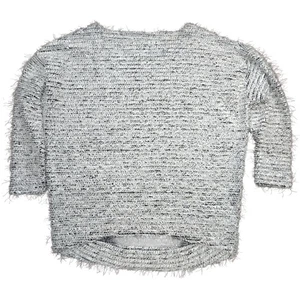 Jones New York Pullover Damen M grau Strukturstrick 3/4 Arm Oberteil flauschig - Bild 1 von 5