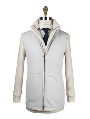 NEW KITON LIGHT BLUE WHITE SHEARLING LAMBSKIN CASHMERE COAT US 38 - EU 48 KCX15 - Image 1 of 4