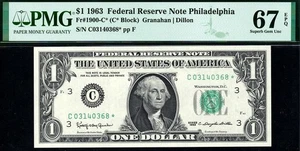 1963* 1900-E* $1 Richmond STAR Federal Reserve Note • PMG 67 EPQ ((TOP POP)) - Picture 1 of 2