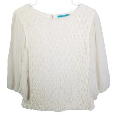 Top de seda Alice + Olivia diamante gofre texturado silencioso lujo clásico delicado S Foto 1 de 4