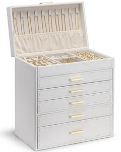 Lage Jewelry Box,PU Leather Jewelry Boxes for 5 Drawn,Jewelry Organizer for W... - Foto 1 di 6