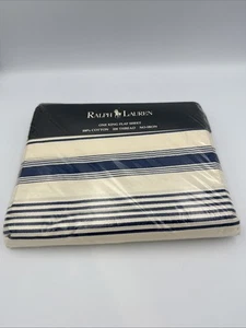 Ralph Lauren One King Flat Sheet Luke Border Blue - Picture 1 of 10
