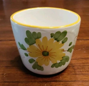 Fioriera in ceramica italiana fiore floreale ceramica gialla 4x4,5" Italia - Foto 1 di 8
