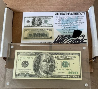Billete de 100 dólares Matt Gondek deconstruido -COMO NUEVO - nuevo Foto 1 de 4