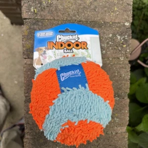 Chuckit Indoor Fetch Ball Dog Toy (4.75 Inch), Orange Orange & Blue Fetch Ball - Picture 1 of 2