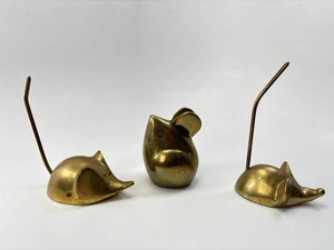 Vintage Set Messing Maus Figuren Long Tails 1 Olee Indien hohl MCM Liebhaber Regal - Bild 1 von 10